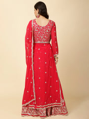 Resham Embroidery Georgette Kurta With Lehenga & Dupatta