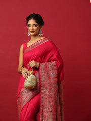Woven Design Art Silk Hot Pink Saree