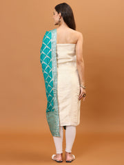 Neck Embroidered Tissue Unstitched Suit Piece With Woven Dupatta