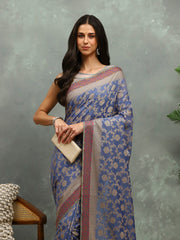 Resham Embroidered Cotton Blend Woven Saree