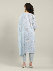 Printed Cotton Blend Kurta With Pants & Dupatta