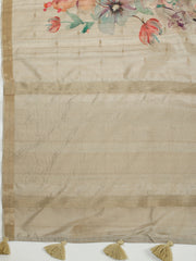 Printed Art Silk Green Saree