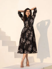 Printed Cotton Blend Dress