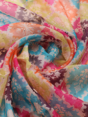 Neck Embroidered Chanderi Unstitched Suit With Dupatta