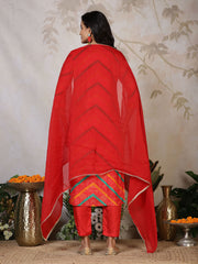 Banarasi Weave Art Silk Kurta With Pants & Dupatta