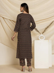 Printed Cotton Blend Kurta With Pants & Dupatta