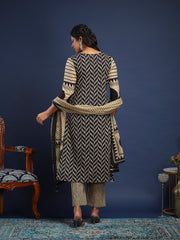 Printed Cotton Kurta With Pant & Dupatta