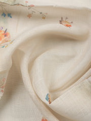 Printed Linen Blend Unstitched Suit With Pant & Dupatta