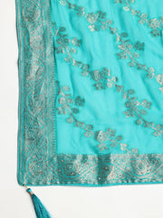 Neck Embroidered Georgette Unstitched Suit With Dupatta