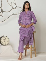 Printed Cotton Blend Kurta With Pants