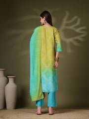 Printed Muslin Kurta With Pant & Dupatta