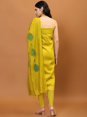 Neck Embroidered Cotton Unstitched Suit Piece With Dupatta
