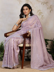Sequence Embroidery Tissue Saree