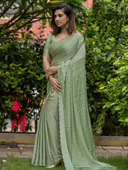 Embroidered Chinon Saree
