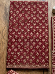 Printed Cotton Blend Unstitched Suit With Pant & Dupatta