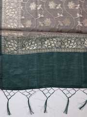 Banarasi Chanderi Unstitched Suit With Pant & Dupatta