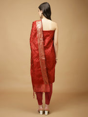 Woven Chanderi Unstitched Suit Piece With Dupatta