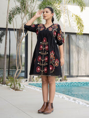 Resham Embroidered Cotton Blend Dress