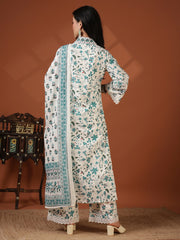 Printed Cotton Blend Kurta With Pant & Dupatta