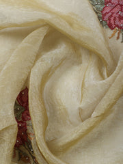 Embroidered Tissue Unstitched Suit With Pant & Dupatta