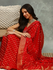 Stone Work Satin Embroidery Saree