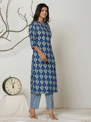 Printed Cotton Blend Kurta With Pants