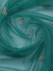 Neck Embroidered Organza Unstitched Suit With Dupatta
