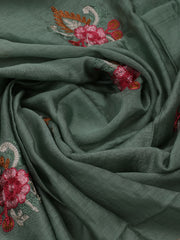 Neck Embroidered Chanderi Unstitched Suit With Dupatta