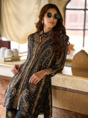 Embellished Silk Crepe Kurta With Pant