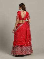 Embroidered Banarasi Choli With Lehenga & Dupatta