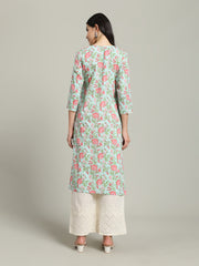 Printed Cotton Blend Kurta With Palazzo