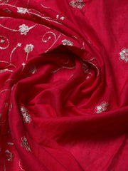 Embroidered Cotton Unstitched Suit With Pant & Dupatta