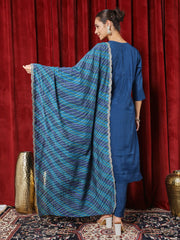 Printed Chanderi Kurta With Pants & Dupatta