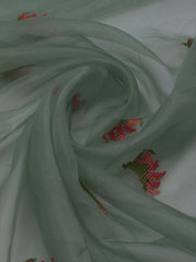 Neck Embroidered Chanderi Unstitched Suit With Dupatta