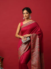 Woven Design Art Silk Magenta Saree