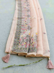 Embroidered Linen Blend Unstitched Suit With Pant & Dupatta