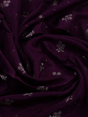 Embroidered Art Silk Unstitched Suit With Dupatta