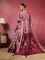 Printed Art-Tusser Saree