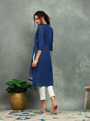 Printed Denim Kurta
