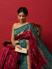 Woven Design Art Silk Rani-Green Saree