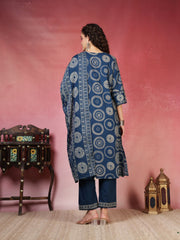 Printed Cotton Blend Kurta With Pants & Dupatta