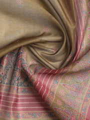 Neck Embroidered Chanderi Unstitched Suit With Dupatta