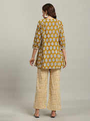 Printed Cotton Blend Kurta With Palazzo