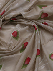 Floral Printed Cotton Blend Unstitched Suit With Dupatta