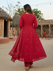 Printed Cotton Blend Kurta With Pant & Dupatta