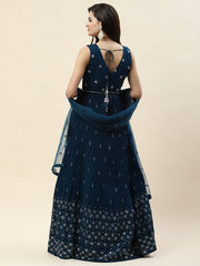 Sequin Embroidery Georgette Kurta With Palazzo & Dupatta