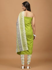 Neck Embroidered Cotton Blend Unstitched Suit With Dupatta