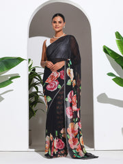 Floral Printed Georgette Saree