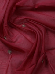 Neck Embroidered Chanderi Unstitched Suit With Dupatta