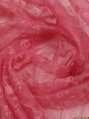 Patch Neck Art Silk Unstitched Suit With Dupatta